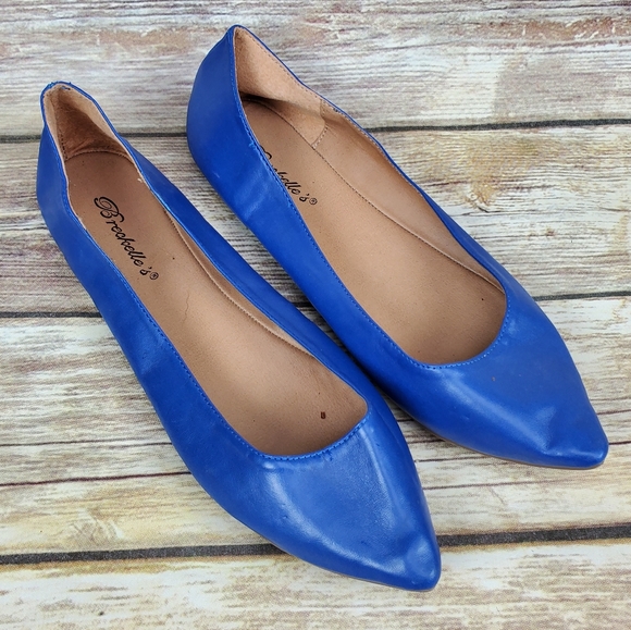 ☆Breckelle's Flat Chance Blue Pointed Flats - Picture 1 of 7